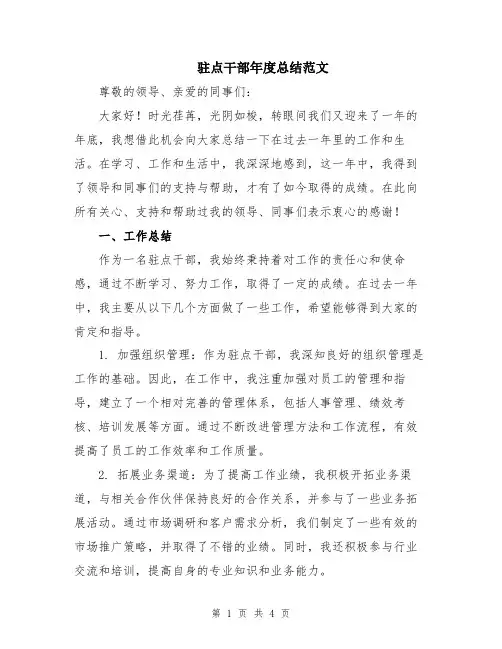 驻点干部年度总结范文