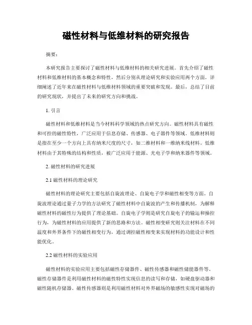 磁性材料与低维材料的研究报告