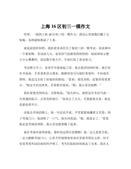上海16区初三一模作文