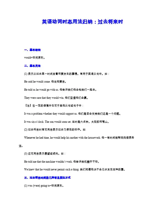 英语动词时态用法归纳：过去将来时