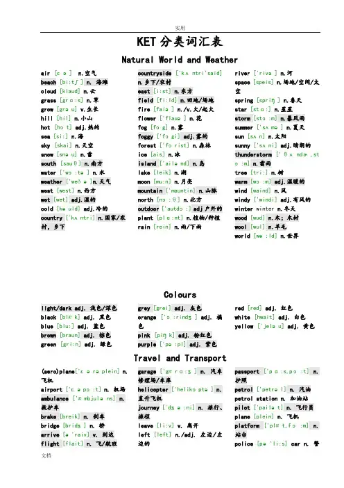 ket分类词汇表汉语(附音标)