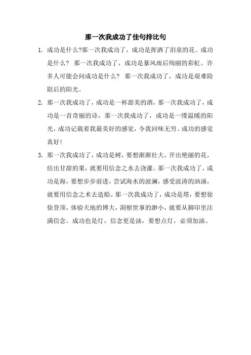 那一次我成功了佳句排比句
