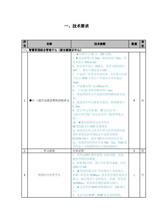 一、技术要求
