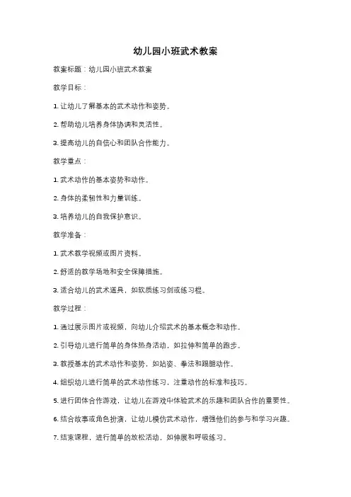 幼儿园小班武术教案