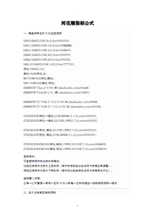 同花顺主图选股公式大全