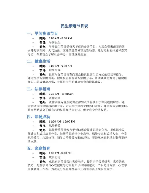 民生频道节目表