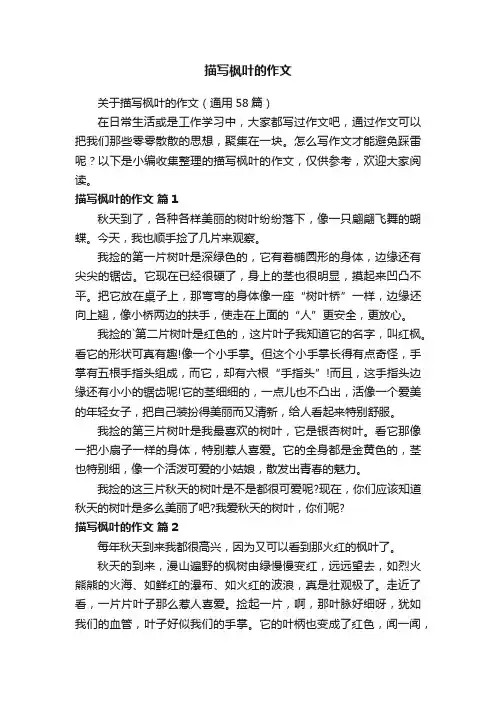 关于描写枫叶的作文（通用58篇）