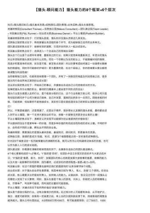 【猎头·顾问能力】猎头能力的8个框架+6个层次