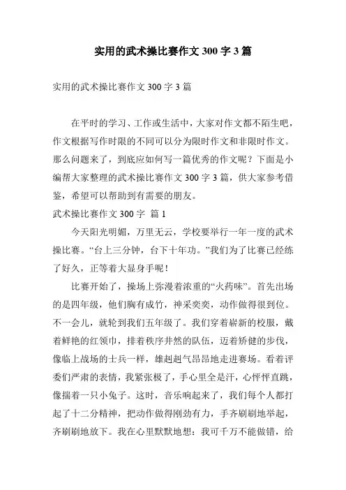 实用的武术操比赛作文300字3篇