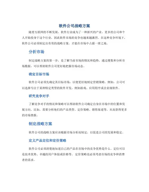 软件公司战略方案