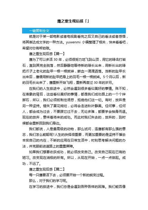 鹰之重生观后感「」