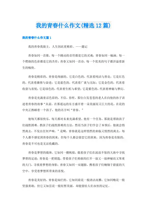 我的青春什么作文(精选12篇)