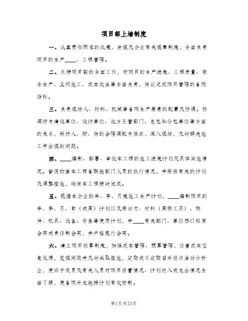 项目部上墙制度（8篇）