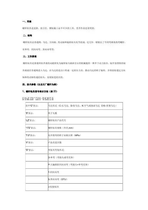 定向井专用工具介绍螺杆