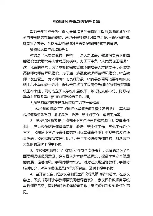 师德师风自查总结报告5篇