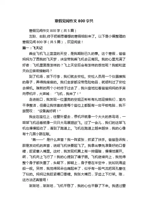 寒假见闻作文800字（共5篇）