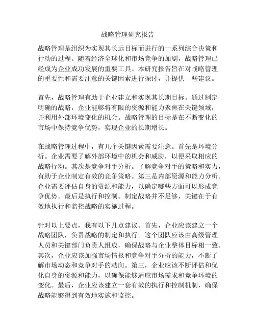 战略管理研究报告