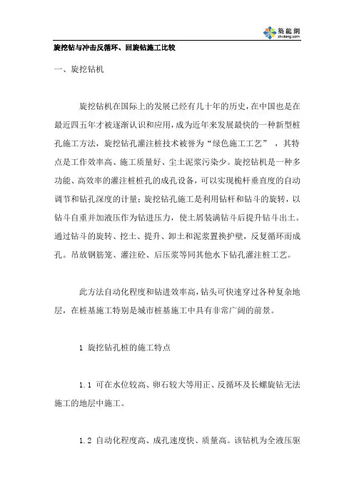旋挖钻与冲击反循环、回旋钻的比较-secret