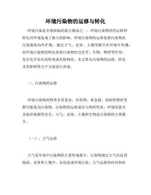 环境污染物的运移与转化