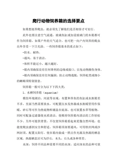 爬行动物饲养箱的选择要点
