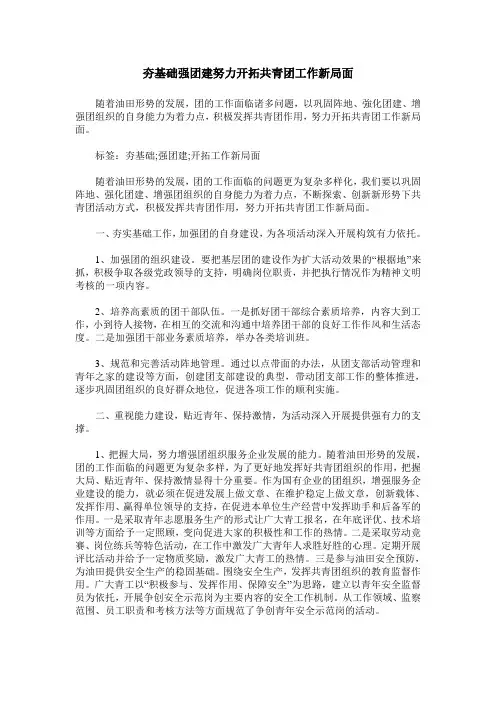 夯基础强团建努力开拓共青团工作新局面