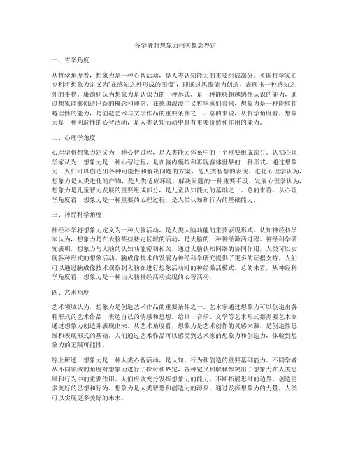 各学者对想象力相关概念界定