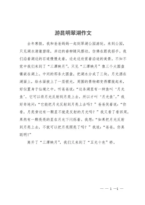 游昆明翠湖作文