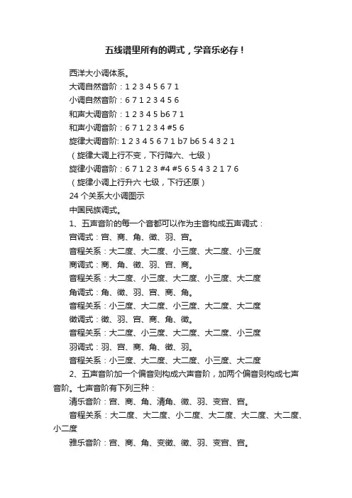 五线谱里所有的调式，学音乐必存！