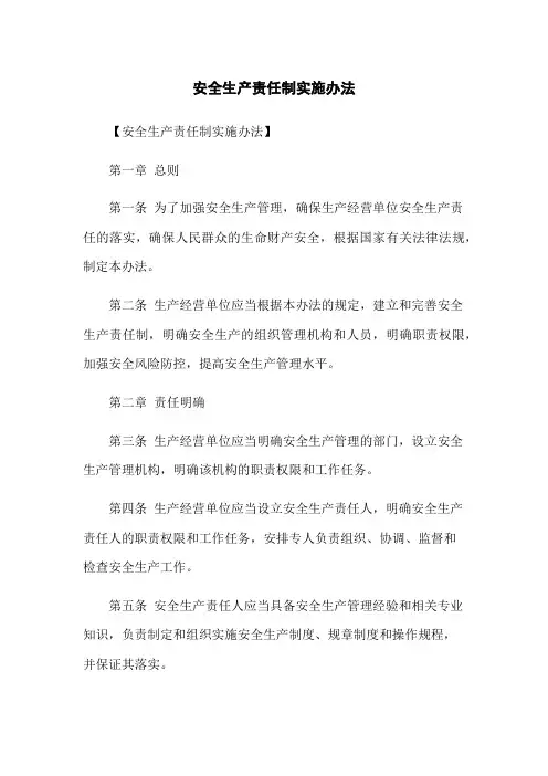 安全生产责任制实施办法(2023版)