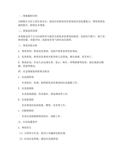 缺氧窒息应急预案及现场处置方案