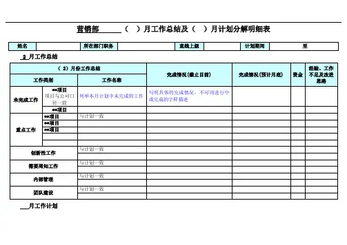 月度工作总结及计划表