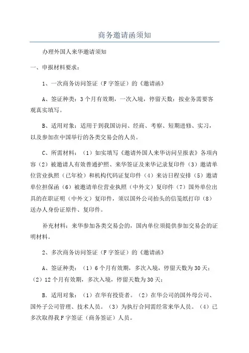 商务邀请函须知