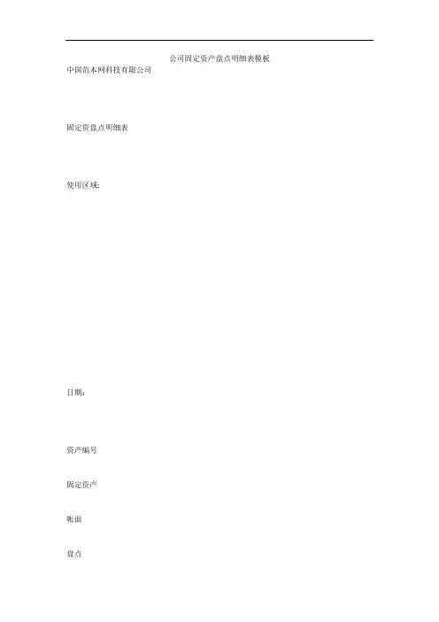 公司固定资产盘点明细表模板