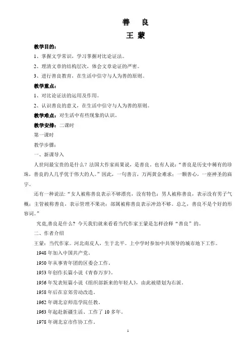 《善良》王蒙_教案
