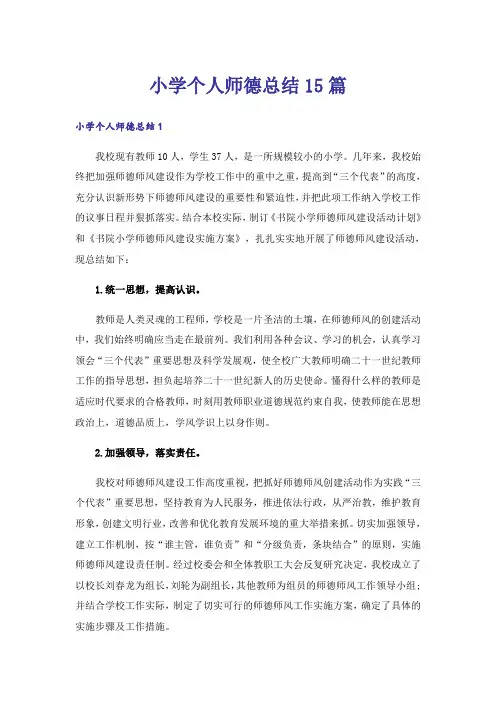 小学个人师德总结15篇