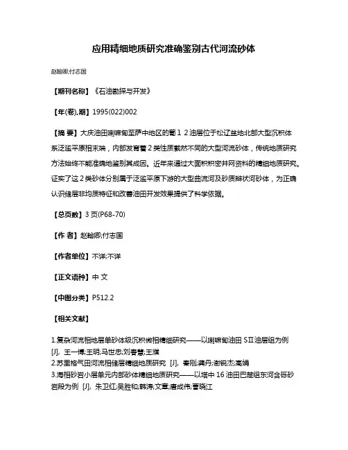 应用精细地质研究准确鉴别古代河流砂体