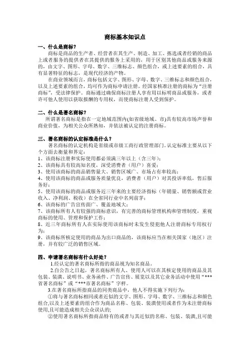 商标基本知识点