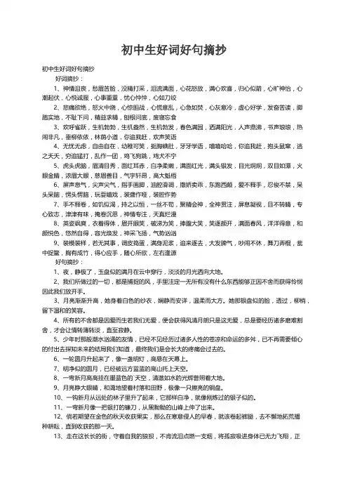 初中生好词好句摘抄