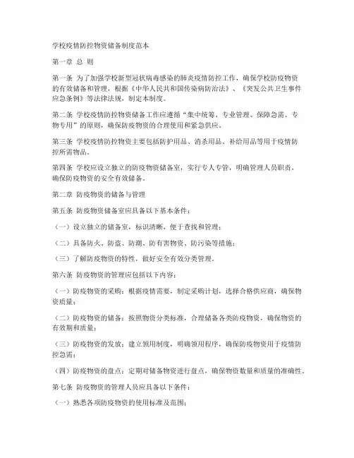 学校物资使用储备制度范本