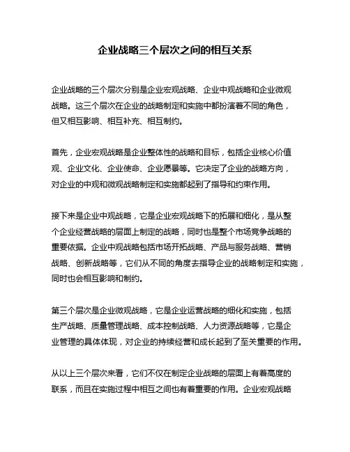 企业战略三个层次之间的相互关系