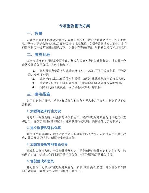 专项整治整改方案