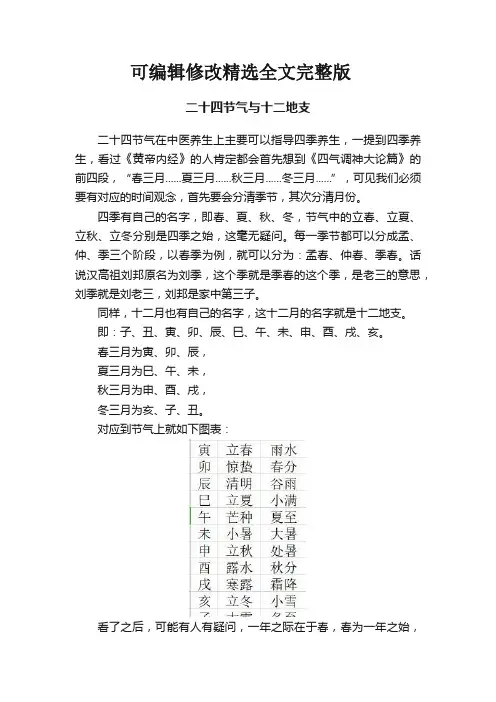 二十四节气与十二地支精选全文