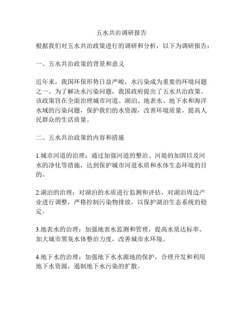 五水共治调研报告