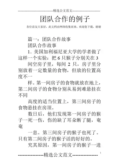 团队合作的例子