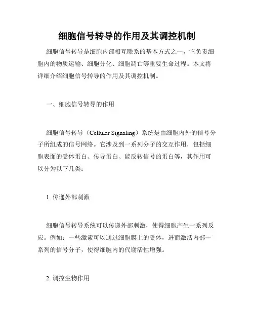 细胞信号转导的作用及其调控机制