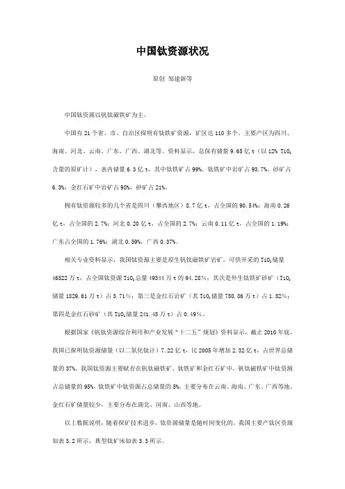 中国钛资源状况
