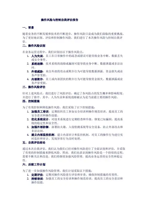 操作风险与控制自我评估报告