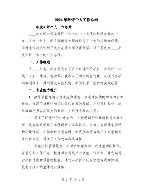 2024年环评个人工作总结