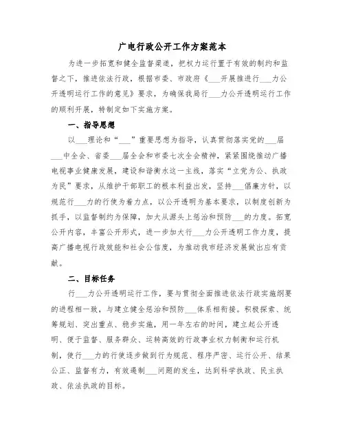 广电行政公开工作方案范本(3篇)