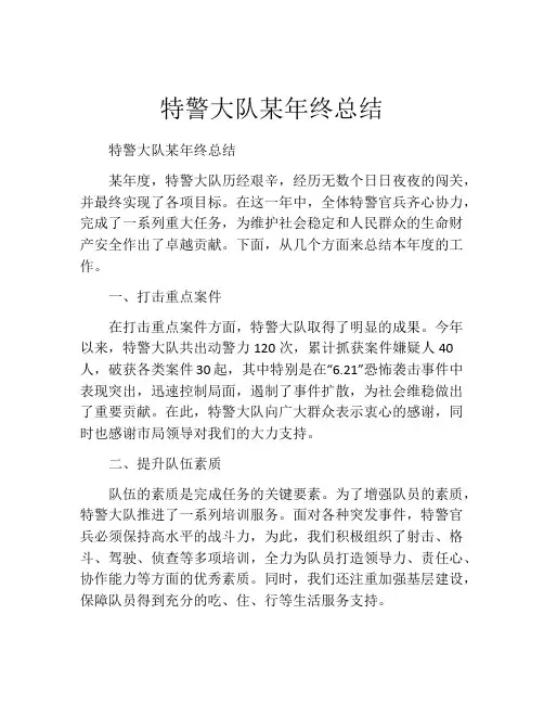 特警大队某年终总结
